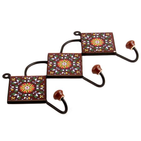 Brown Yellow Wheel Tiles Hook